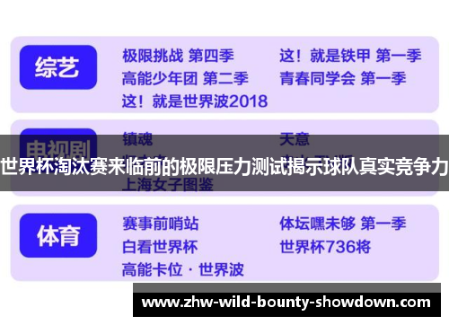 世界杯淘汰赛来临前的极限压力测试揭示球队真实竞争力 世界杯淘汰赛来临前的极限压力测试揭示球队真实竞争力